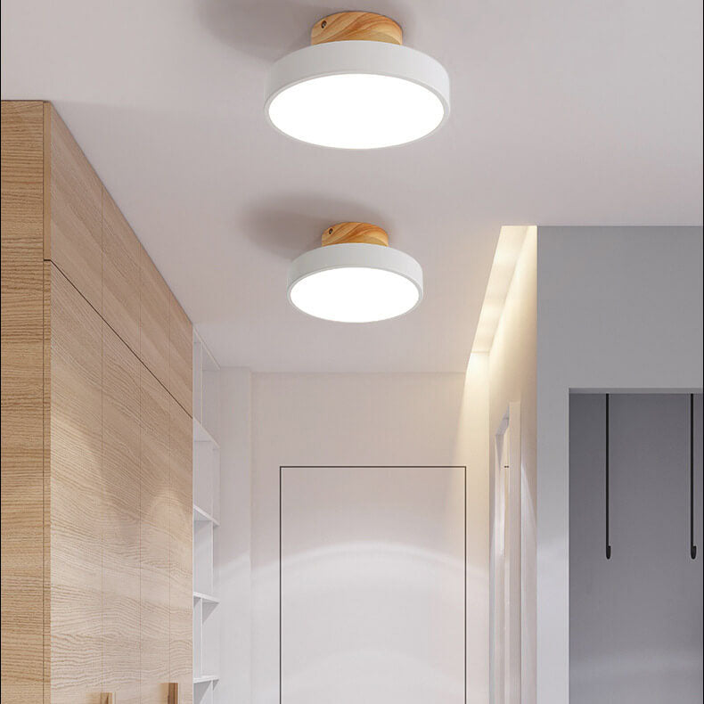 Nordic Wood Round Acrylic LED Semi-Flush Mount Ceiling Light Lumendat