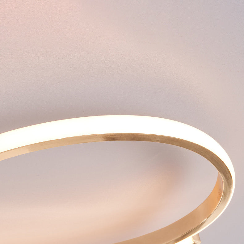 Modern Minimalist Curved Line Iron Aluminum Silicone LED Semi-flush Mount Ceiling Light for Living Room