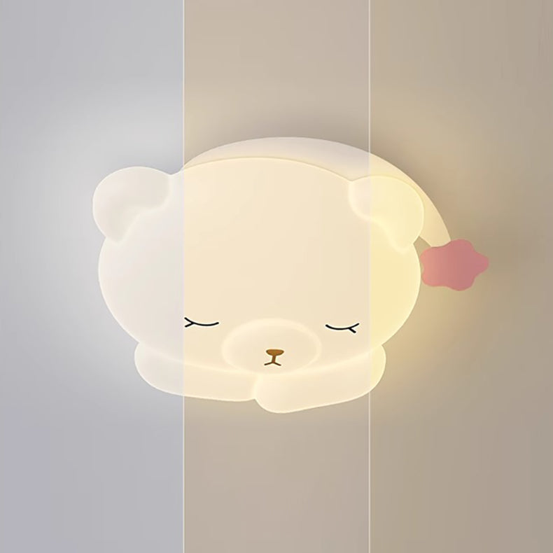 Lumendat Modern Art Deco Kids Iron PE Bear LED Flush Mount Ceiling Light For Bedroom Lumendat