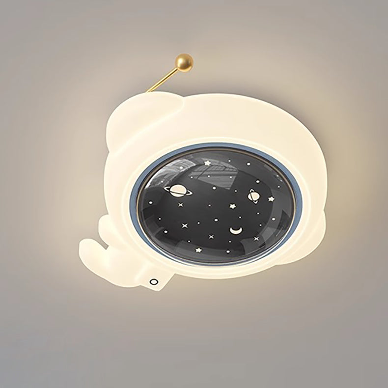 Lumendat Modern Art Deco Kids Iron PE Astronaut Round LED Flush Mount Ceiling Light For Bedroom Lumendat