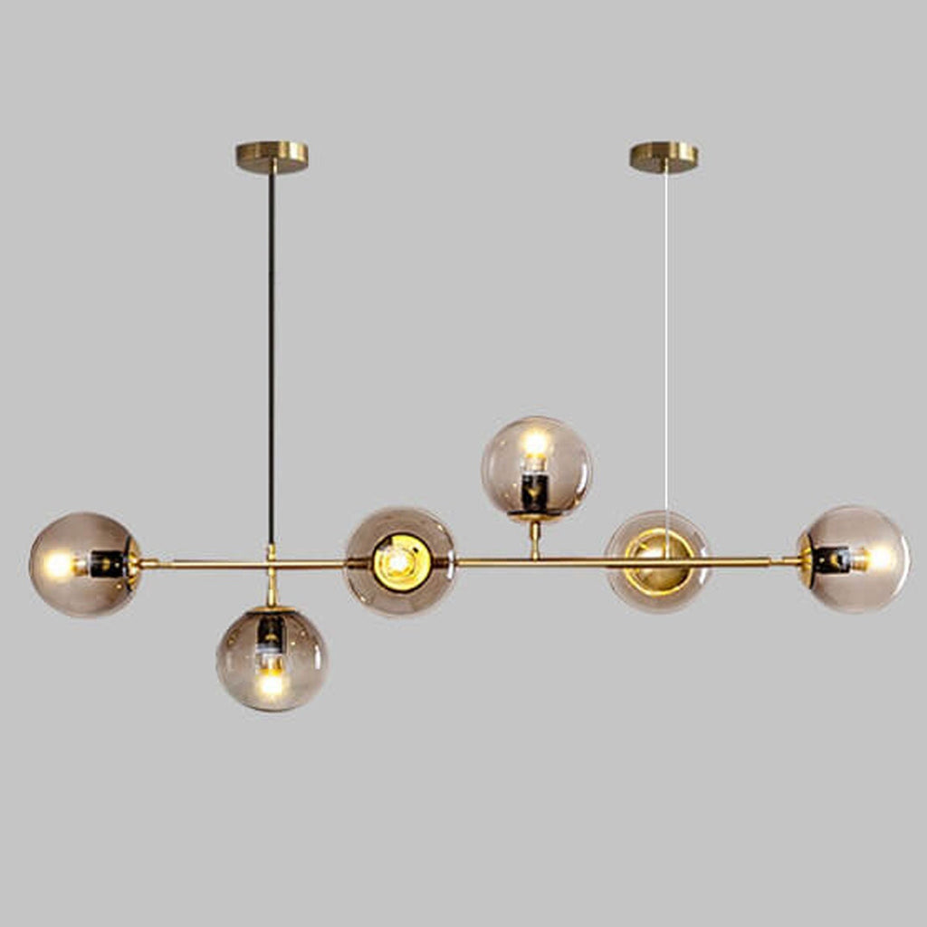 Modern Minimalist Long Glass Round Globe Island Light 6-light Chandelier BulbSquare