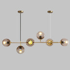 Modern Minimalist Long Glass Round Globe Island Light 6-light Chandelier BulbSquare