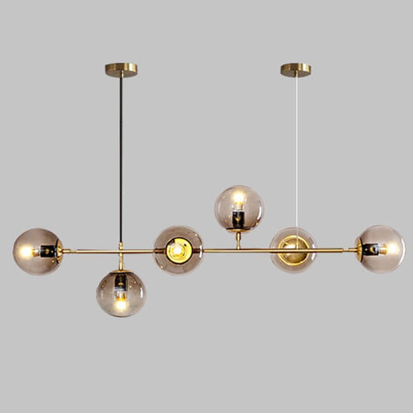 Modern Minimalist Long Glass Round Globe Island Light 6-light Chandelier