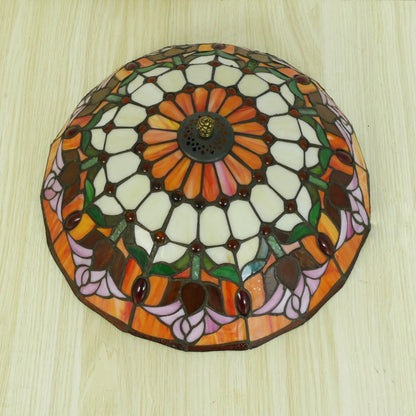 Traditional Tiffany Tulip Stained Glass Iron Dome 2/3-light Flush Mount Ceiling Light for Living Room