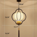Traditional Chinese Luxury Wrought Iron Fabric 1-Light Pendant Light For Living Room Lumendat