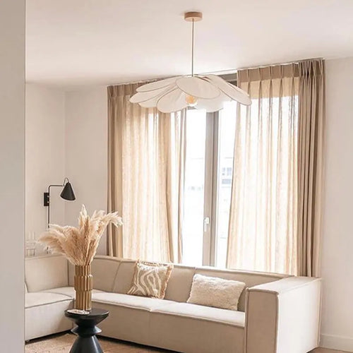 Contemporary Boho Petal Fabric Lampshade 1-light Pendant Light for Living Room BulbSquare