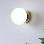 Modern Vintage Minimalist Iron Glass Round Head 1-Light Wall Sconce Lamp