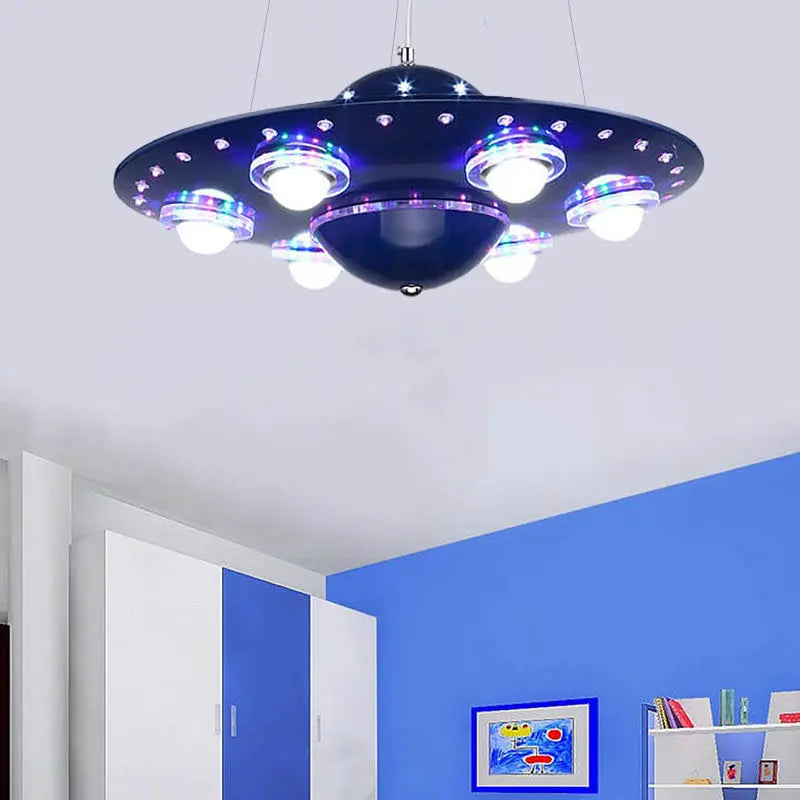Creative Cartoon Ufo Flying Saucer LED Kids Chandelier modern luxury lighting fixture
