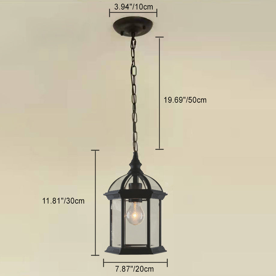 Modern Minimalist Hexagonal Column Aluminum Glass 1-light Outdoor Pendant Light for Garden