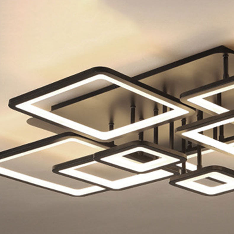Modern Minimalist Combination Square Hardware Acrylic LED Semi-Flush Mount Ceiling Light For Living Room Lumendat