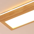 Japanese Minimalist Log Rectangular Walnut LED Flush Mount Ceiling Light BulbSquare