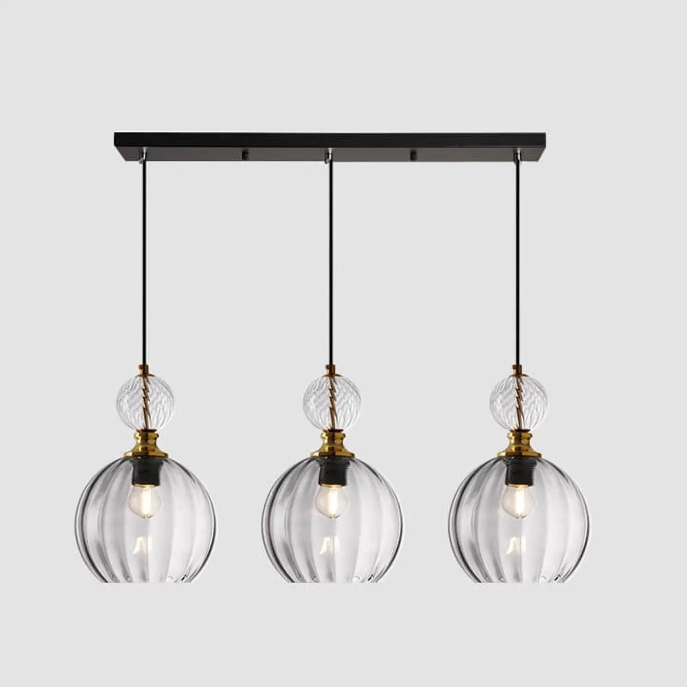 Danish Creative Stripes Glass Round 1/3 Light Chandelier Lumendat