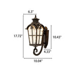 European Retro Glass Aluminum Lantern Outdoor Waterproof 1-Light Wall Sconce Lamp