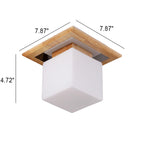 Nordic Minimalist Square Log Glass 1-Light Flush Mount Lighting Lumendat
