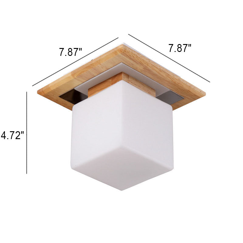 Nordic Minimalist Square Log Glass 1-Light Flush Mount Lighting Lumendat