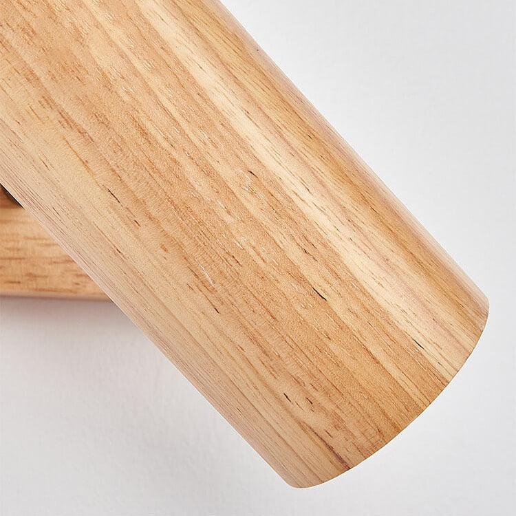 Japanese Minimalist Solid Wood Spotlight Track 1/3/4 Light Flush Mount Ceiling Light Lumendat