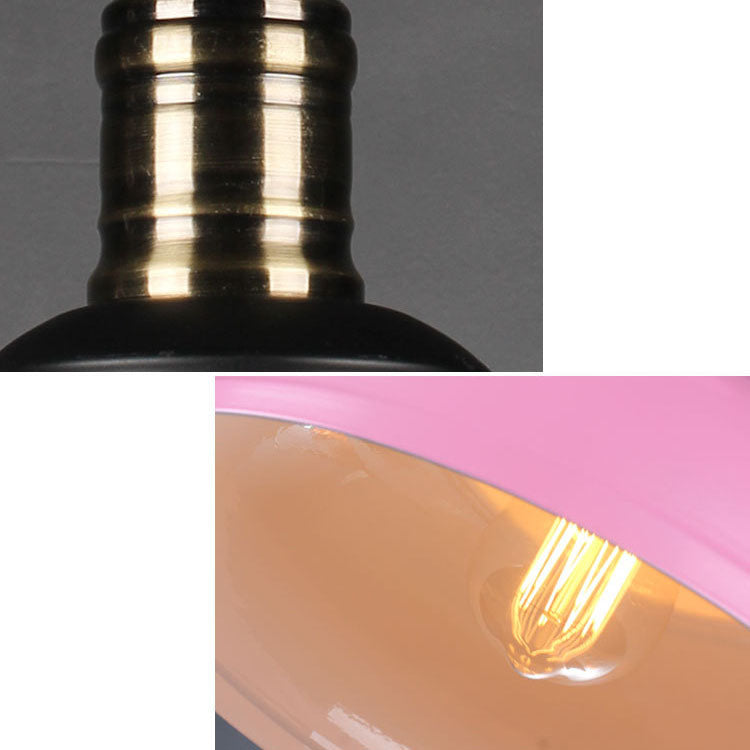 Industrial Simple Dome Round Pot Lid Iron 1-light Pendant Light BulbSquare