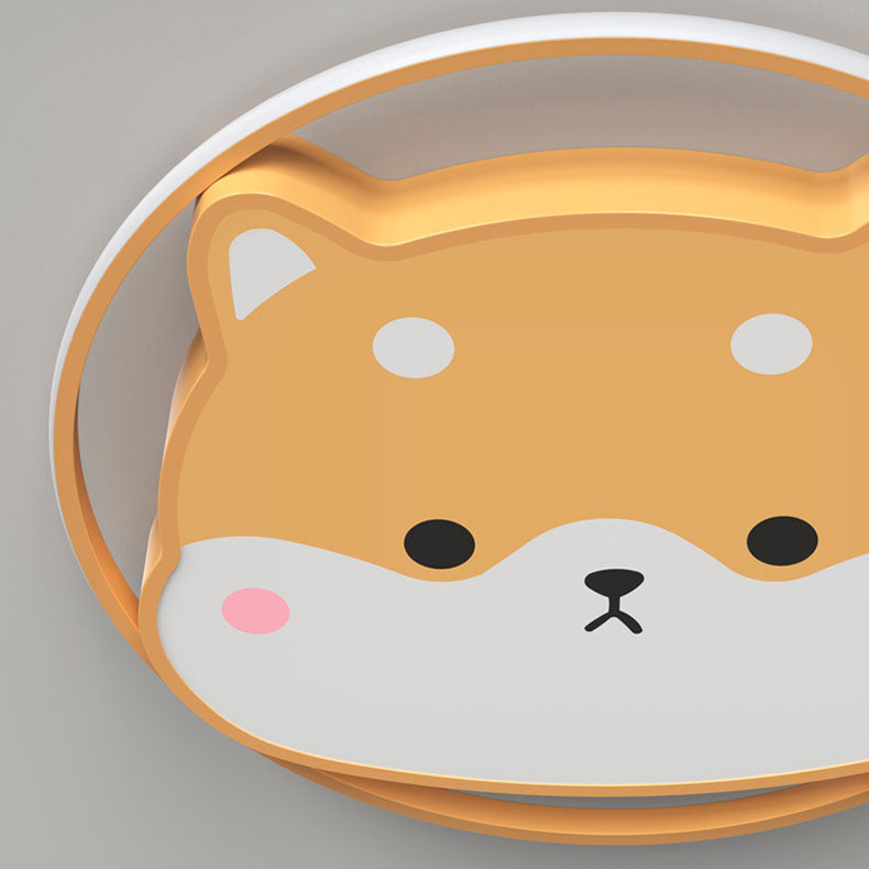 Lumendat Contemporary Creative Round Shiba Inu Kids Acrylic LED Flush Mount Ceiling Light For Bedroom Lumendat