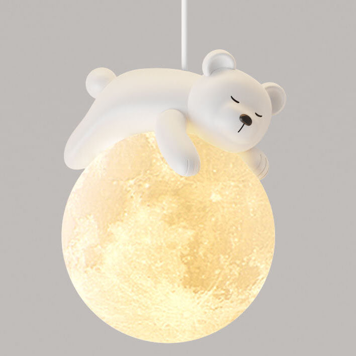Lumendat Modern Simple Resin Bear Rabbit Decorative Iron 1-Light Pendant Light Lumendat