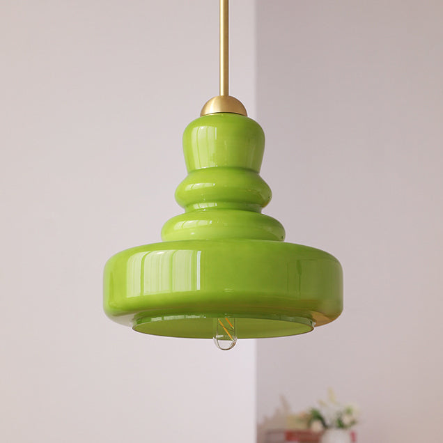 Modern Colorful Glass Gourd Shade 1-light Pendant Light BulbSquare