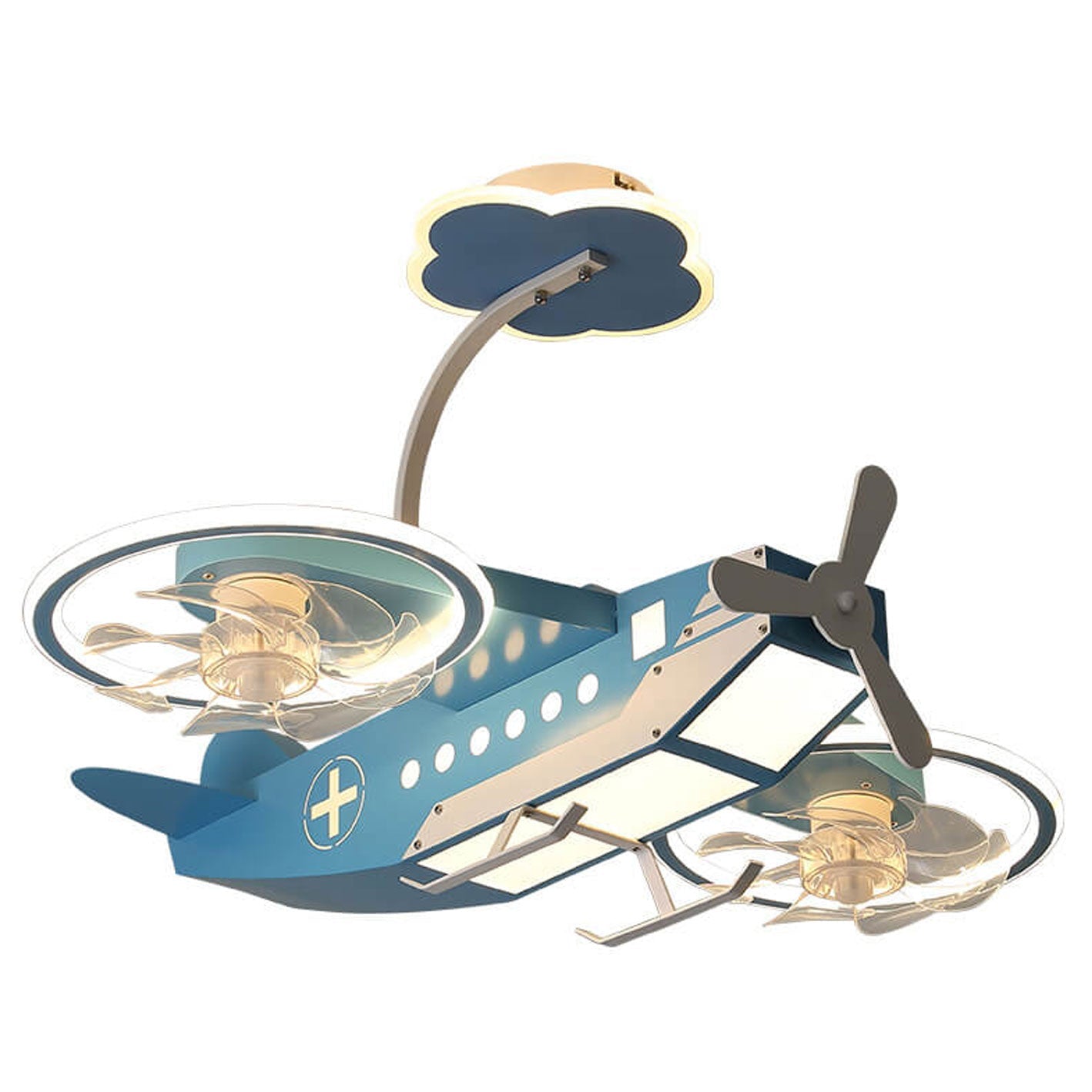 Lumendat Creative Cartoon Aircraft Kids Flush Mount Ceiling Fan Light Lumendat