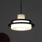 Traditional Vintage Round Cylinder Glass Iron 1-light Pendant Light for Living Room BulbSquare