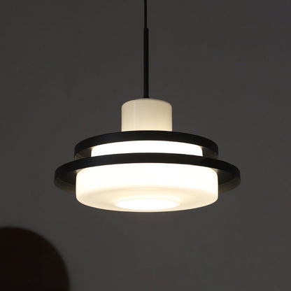 Traditional Vintage Round Cylinder Glass Iron 1-light Pendant Light for Living Room