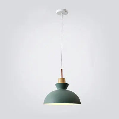 Contemporary Nordic Oak Wood Iron Bell Cone Dome 1-light Pendant Light for Living Room Lumendat
