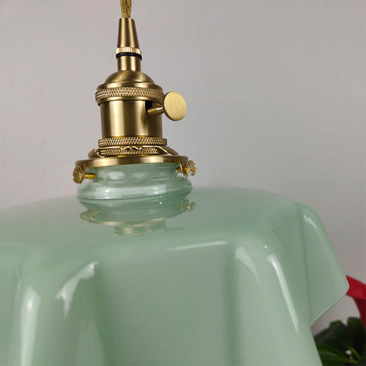 Traditional Japanese Cream Petal Glass Iron 1-Light Pendant Light For Dining Room