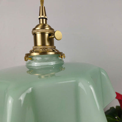 Traditional Japanese Cream Petal Glass Iron 1-Light Pendant Light For Dining Room