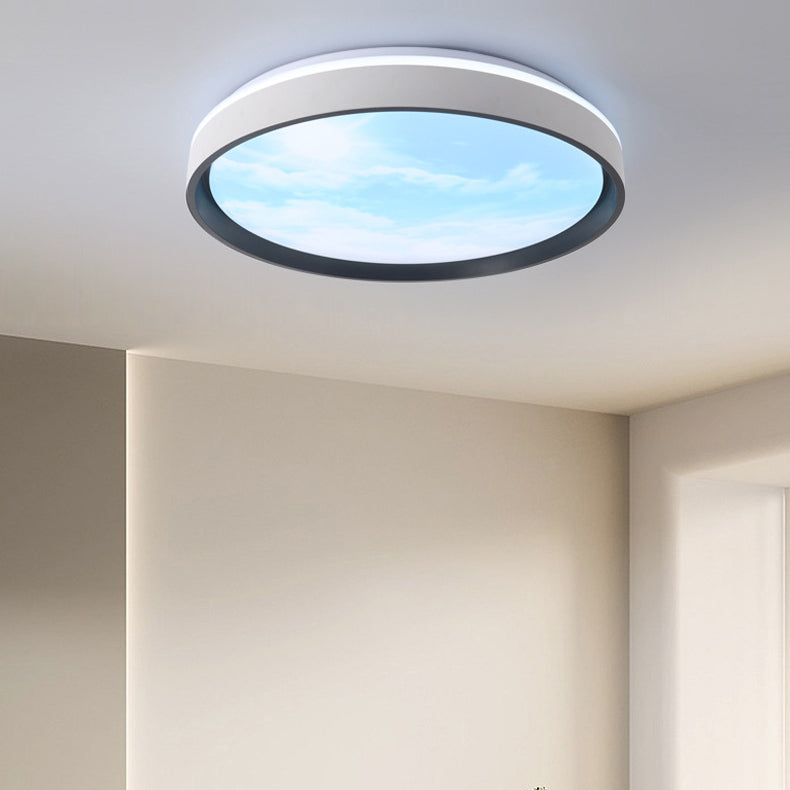 Modern Simplicity Iron Acrylic Round Square Rectangular Sunny Sky LED Flush Mount Ceiling Light For Living Room Lumendat