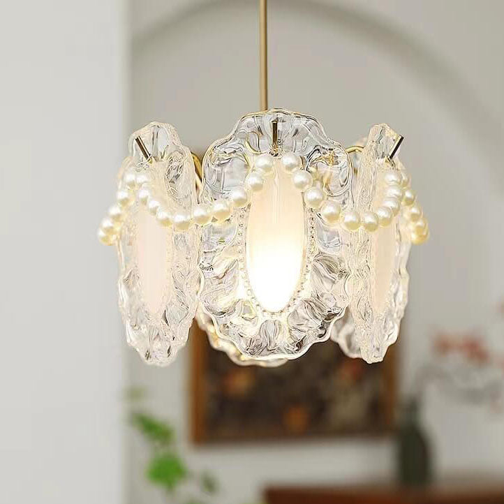 French Light Luxury Hardware Glass 1-Light Pendant Light