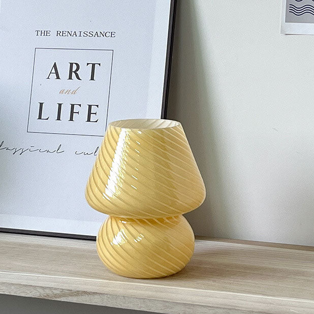 Modern Minimalist Striped Mushroom Glass 1-Light Table Lamp Lumendat