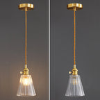 Modern Luxury Glass Bell Shade Brass 1-light Pendant Light BulbSquare