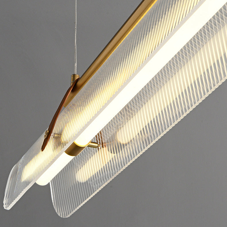 Modern Minimalist Leather Acrylic Linear LED Island Light Pendant Light for Living Room