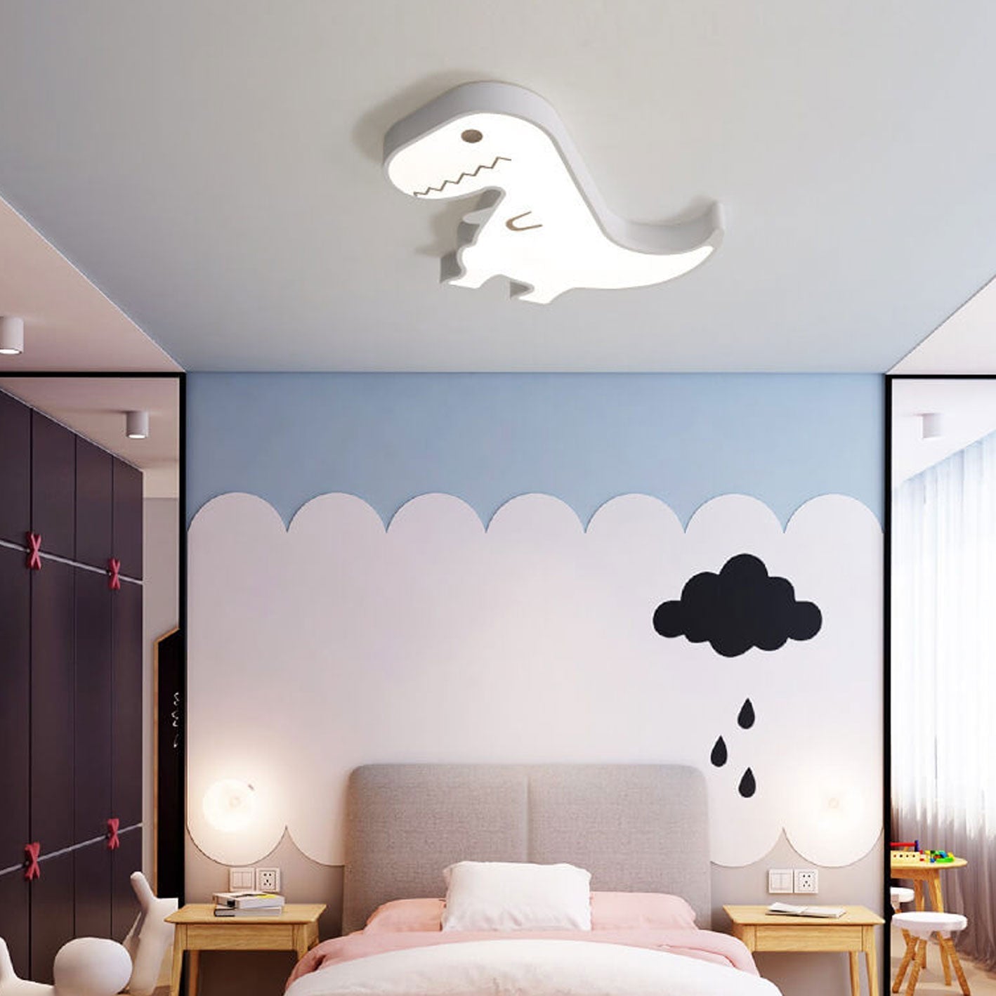 Lumendat Cartoon Creative Metal Dinosaur LED Flush Mount Ceiling Light Lumendat