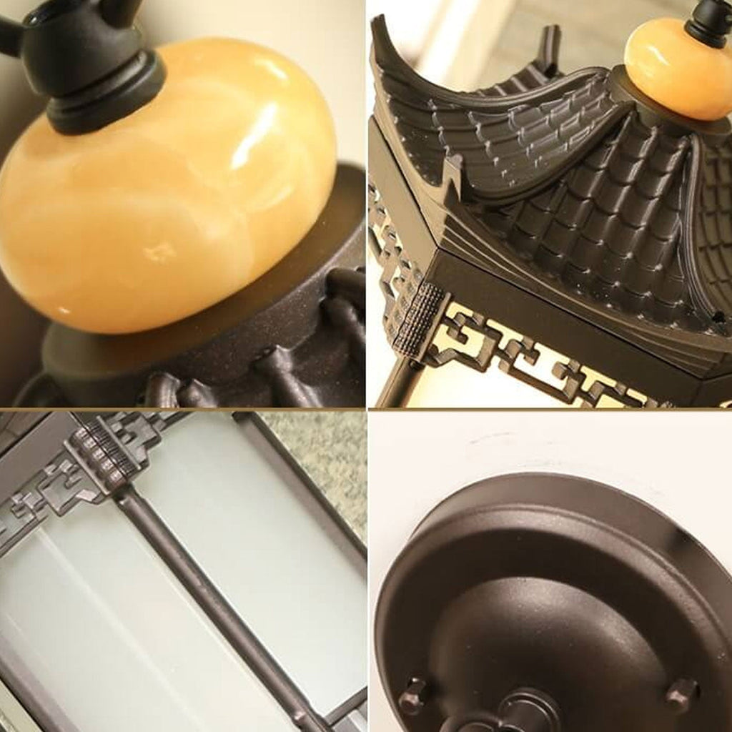 Retro Chinese Outdoor Waterproof Hexagonal Lantern 1-light Patio Pendant Light BulbSquare