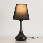 Nordic Vintage Pure Black White Iron Fabric 1-Light Table Lamp Lumendat