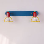 Lumendat Modern Mid-Century Kids Rectangle Round Iron Acrylic 2-Light Wall Sconce Lamp For Bedroom Lumendat