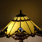 Tiffany Mediterranean Stained Glass Cone Pull Cord 2-Light Table Lamp Lumendat