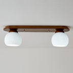 Japanese Vintage Striped Glass Wood Long Plate 2/3 Light Flush Mount Ceiling Light Lumendat
