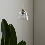 Vintage Glass Brass Drum 1-light Pendant Light BulbSquare