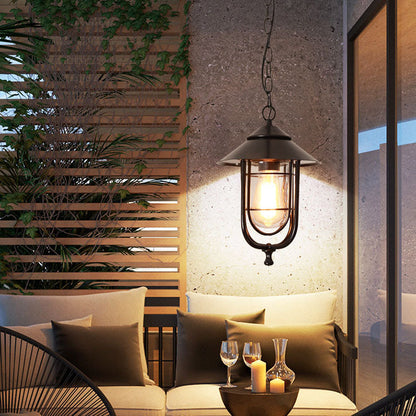Industrial Vintage Aluminum Cage Glass 1-light Outdoor Waterproof Pendant Light