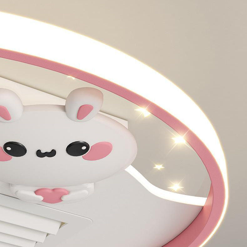 Lumendat Contemporary Creative Acrylic Astronaut Moon LED Kids Flush Mount Ceiling Invisible Bladeless Fan Light For Bedroom Lumendat
