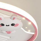 Lumendat Contemporary Creative Acrylic Astronaut Moon LED Kids Flush Mount Ceiling Invisible Bladeless Fan Light For Bedroom Lumendat