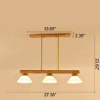 Nordic Solid Wood Cone Glass Shade 3/4 Light Island Light Chandelier BulbSquare