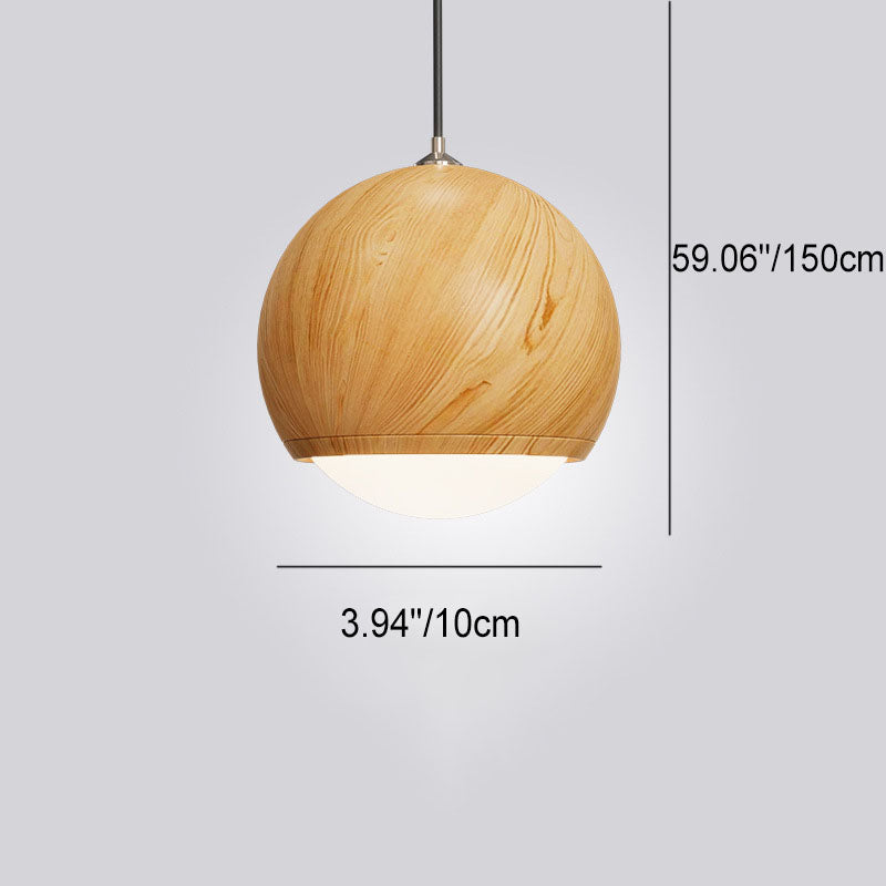Japanese Wood Grain Round Oval Iron 1-light Pendant Light BulbSquare