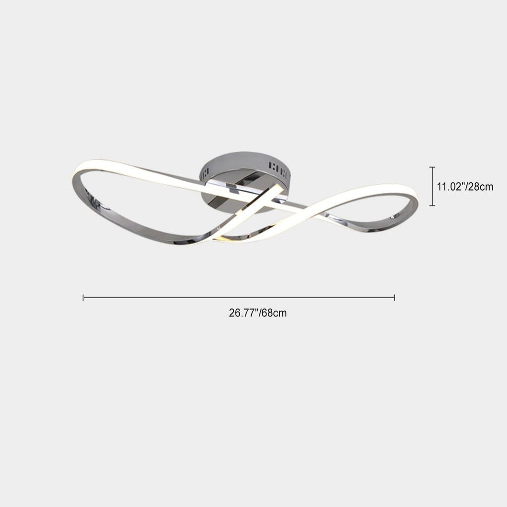 Modern Minimalist Spiral Twisted Aluminum Silicone LED Semi-flush Mount Ceiling Light for Bedroom