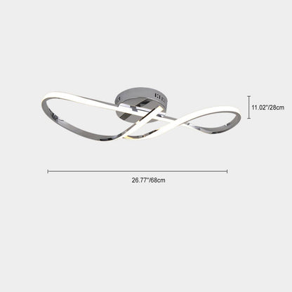 Modern Minimalist Spiral Twisted Aluminum Silicone LED Semi-flush Mount Ceiling Light for Bedroom