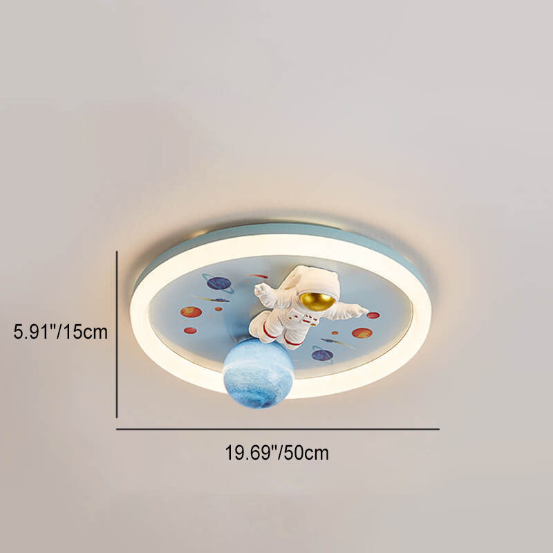 Lumendat Childlike Cartoon Resin Astronaut Round Acrylic LED Flush Mount Ceiling Light Lumendat
